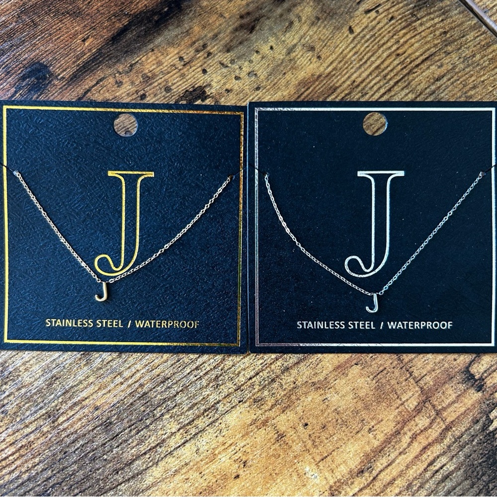 Gold and Silver J Initial Necklace